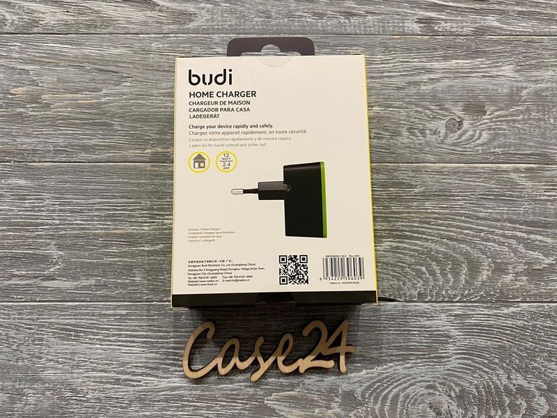 Мережевий зарядний пристрій Budi на 2 USB порту (12w, 2.4 A) чорний 81653 фото