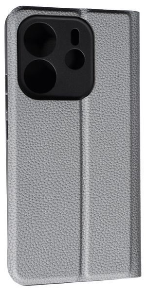 Шкіряний чохол-книжка Fibra case на Xiaomi Redmi Note 14 (4G) / сірий 203036 фото