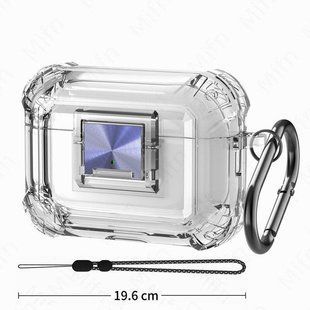 Чехол Transparent with lock для AirPods Pro 2 прозрачный с синим замком 090235 фото