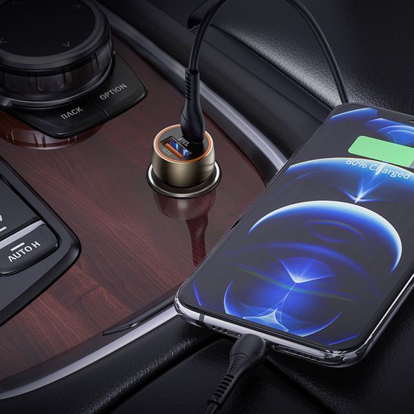 Автомобільна зарядка HOCO Z46A Blue whale (+ cable Type-C &mdash; Lightning) Sapphire Blue 91057 фото