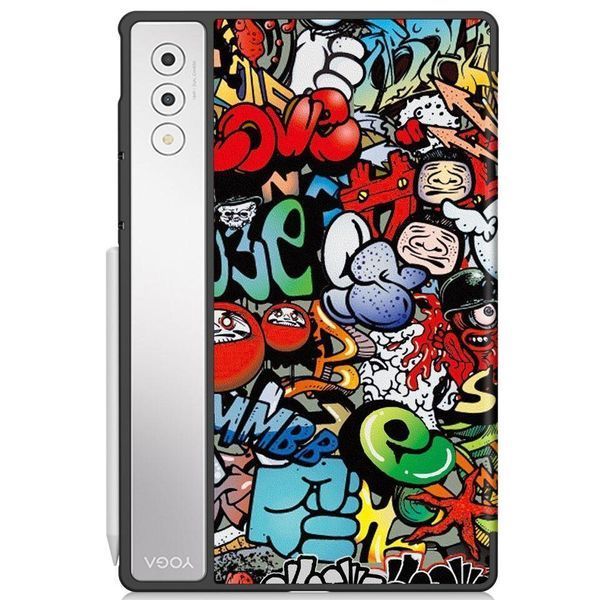 Кожаный чехол книжка Crazy Horse на планшет Lenovo Yoga Tab Plus (12.7) / graffiti 098909 фото