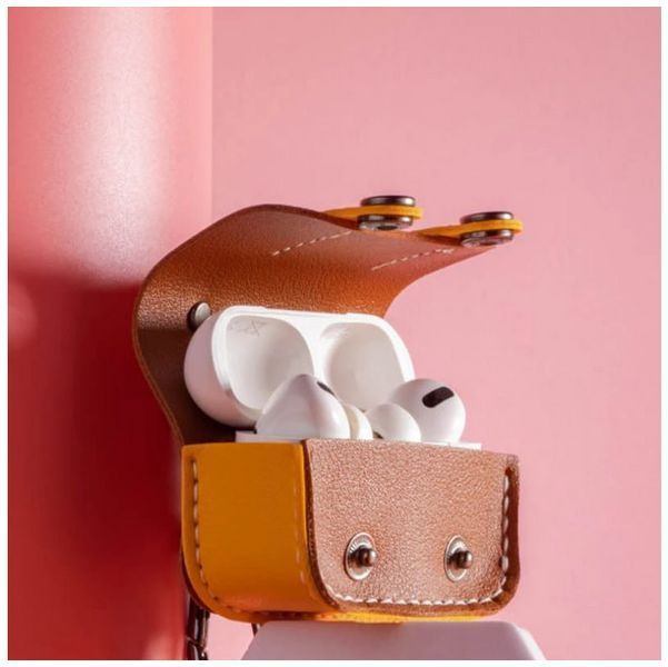 Шкіряний чохол-футляр з карабіном Briefcase для AirPods 4 / коричневий 201829 фото