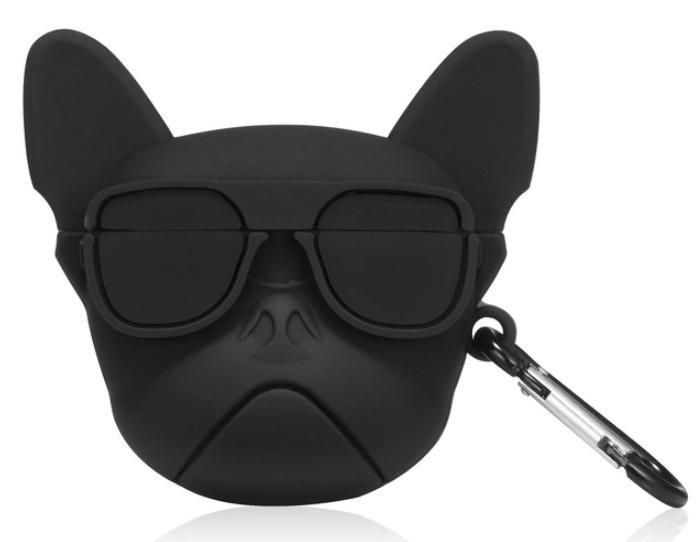 Резиновый чехол с карабином для AirPods Pro 2 Dog in glass черный 097058 фото