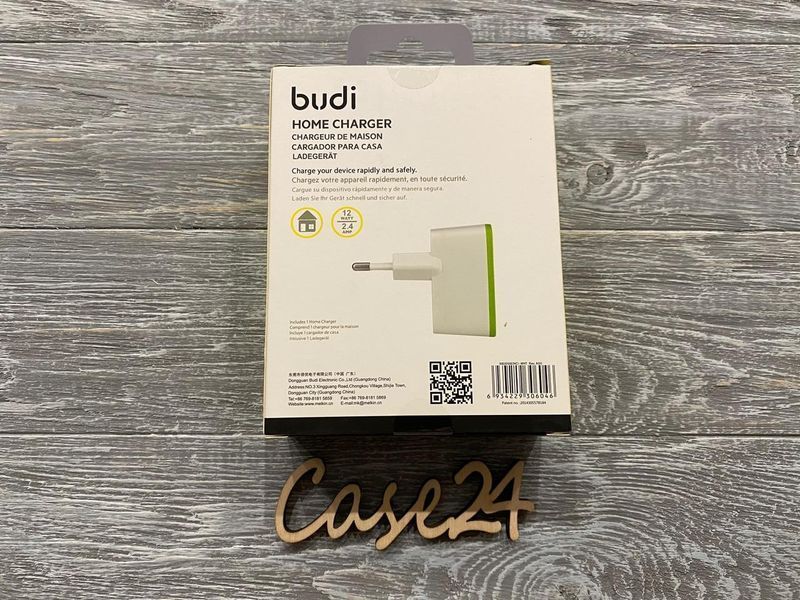 Мережевий зарядний пристрій Budi на 2 USB порту (12w, 2.4 A) білий 81654 фото