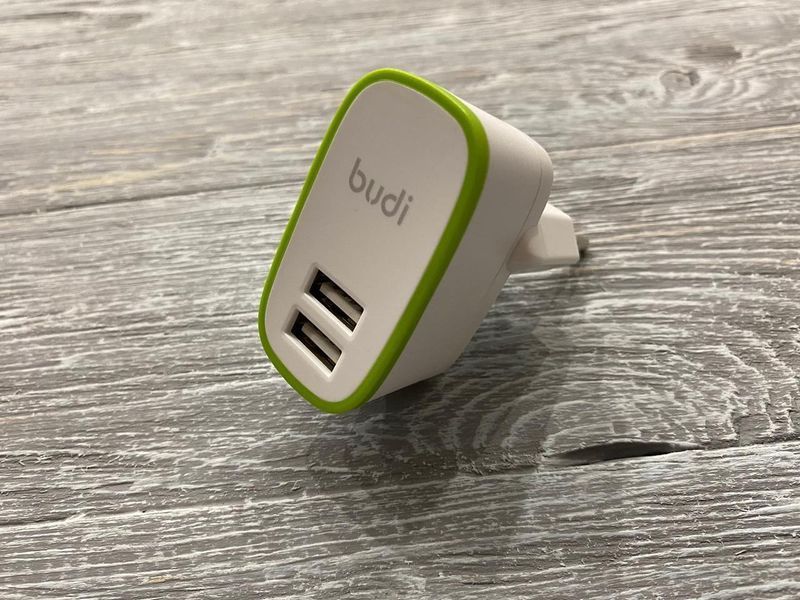 Мережевий зарядний пристрій Budi на 2 USB порту (12w, 2.4 A) білий 81654 фото