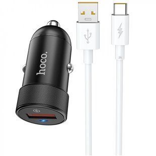 Автомобильное ЗУ Hoco Z32A Flash Power QC3.0 18W 1USB with Type-C Cable 81415 фото