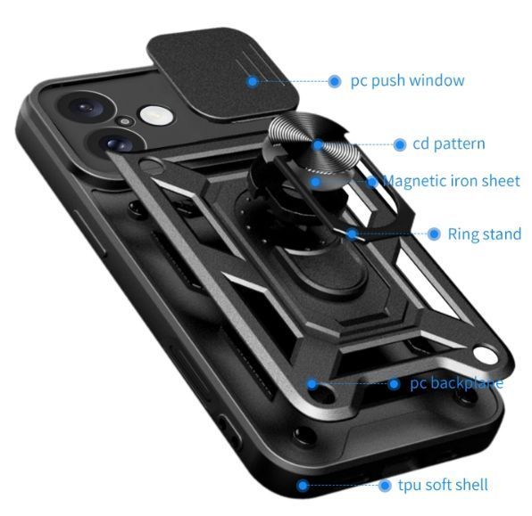 PC + TPU чохол Camshield Armor для iPhone 16 / чорний 098577 фото