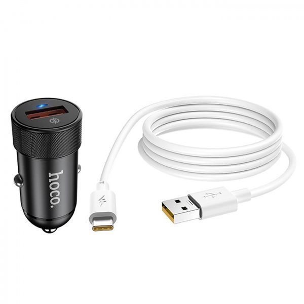 Автомобильное ЗУ Hoco Z32A Flash Power QC3.0 18W 1USB with Type-C Cable 81415 фото