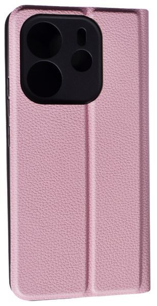 Кожаный чехол книжка Fibra case на Xiaomi Redmi Note 14 (4G) / розовый 203037 фото