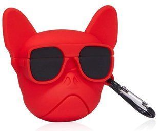 Гумовий чохол із карабіном для AirPods Pro 2 Dog in glass червоний 097059 фото