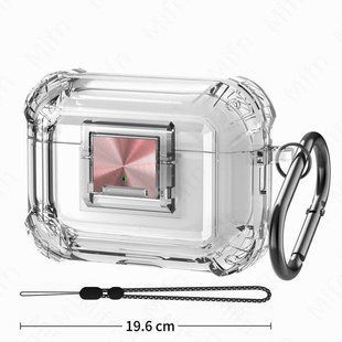Чехол Transparent with lock для AirPods Pro 2 прозрачный с красным замком 090236 фото