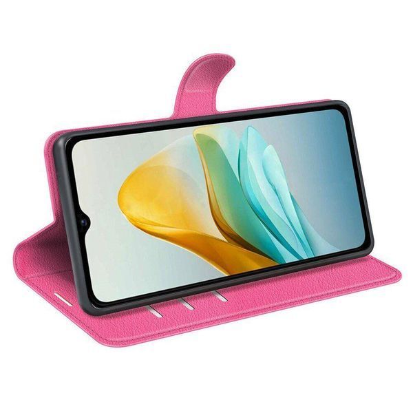 Кожаный чехол книжка Lichee для ZTE blade A53 малиновый 093056 фото