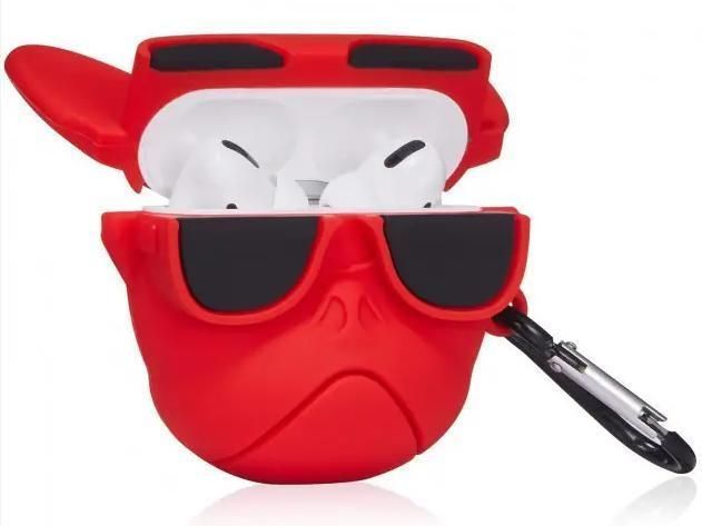 Гумовий чохол із карабіном для AirPods Pro 2 Dog in glass червоний 097059 фото