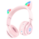 Бездротові навушники Hoco W39 Cat ear kids з LED-підсвіткою рожевий 87679 фото 1