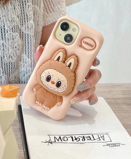 Гумовий 3D чохол Labubu для iPhone 15 / рожевий 202638 фото