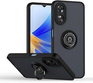 TPU чехол накладка Matte Ring Magnit для OPPO A58 4G черный 094861 фото