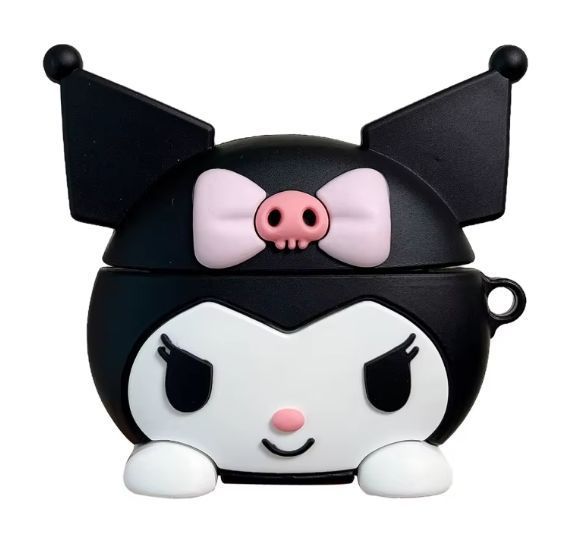 Силиконовый чехол с карабином для Airpods 1/2 / Kuromi 098625 фото