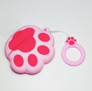 Силіконовий чохол із карабіном для AirPods 4/Cat's paw pink 098514 фото