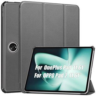 Шкіряний чохол-книжка Crazy Horse для OnePlus Pad (11.61") / сірий 091415 фото
