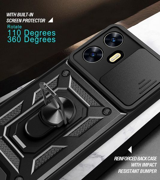 PC + TPU чохол Camshield armor для Realme 10 Pro Plus / сріблястий 89412 фото