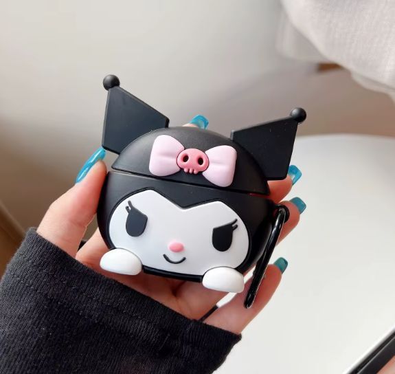 Силіконовий чохол із карабіном для Airpods Pro 2/Kuromi 098626 фото