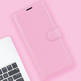 Кожаный чехол книжка Lichee для Motorola G72 розовый 089767 фото