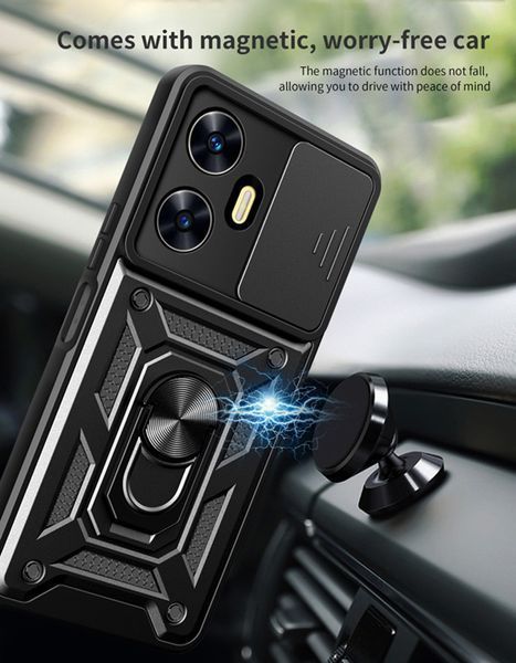 PC + TPU чехол Camshield armor для Realme 10 Pro Plus / черный 89413 фото
