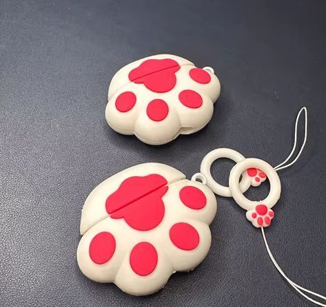 Силіконовий чохол із карабіном для AirPods 4/Cat's paw white 098515 фото