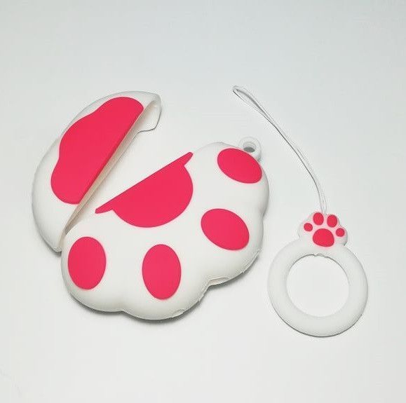 Силіконовий чохол із карабіном для AirPods 4/Cat's paw white 098515 фото