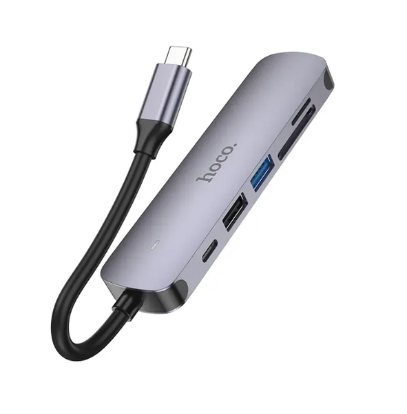 HUB адаптер переходник 6-в-1 HOCO HB28 Type-C to HDMI+PD+USB3.0+USB2.0+SD+TF 86942 фото