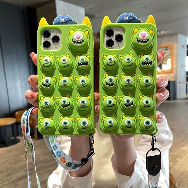 Резиновый 3D чехол Monsters Pop it для iPhone 13 / (с ремешком) 098690 фото