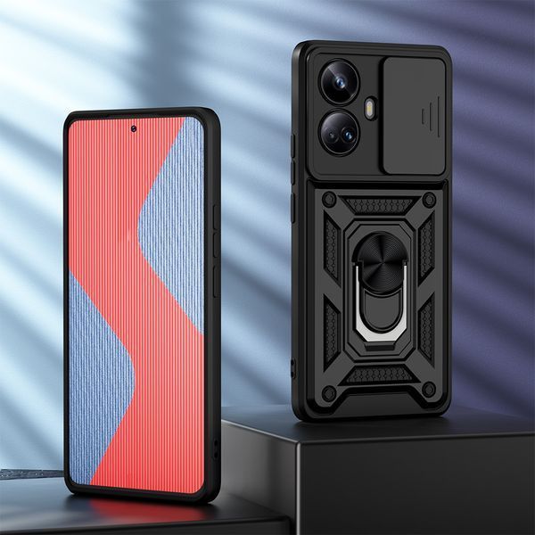 PC + TPU чехол Camshield armor для Realme 10 Pro Plus / черный 89413 фото