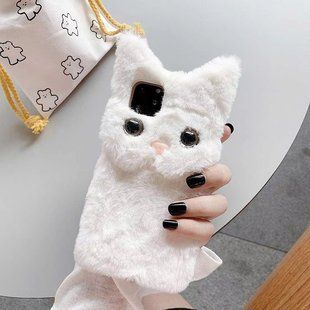 Чохол пухнастий Fluffy Cat на iPhone 14 Pro Max / білий 098149 фото