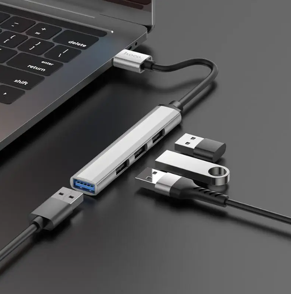 HUB адаптер перехідник 4-в-1 HOCO HB26 USB to USB 3.0*1+USB 2.0 86943 фото
