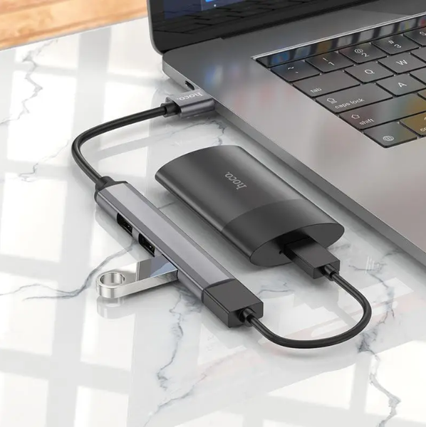 HUB адаптер перехідник 4-в-1 HOCO HB26 USB to USB 3.0*1+USB 2.0 86943 фото