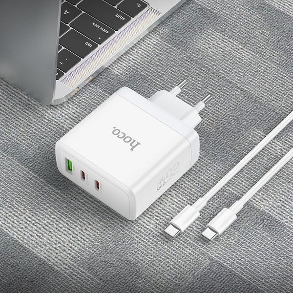 СЗУ Hoco N30 Home Charger Glory PD65W (2C1A) fast charger set + (Type-C to Type-C) 90363 фото