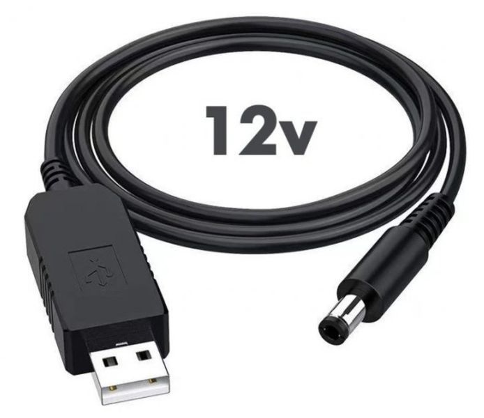 Кабель живлення для роутера, модему, терміналу GPON, повербанка, powerbank (USB &mdash; DC 5 &mdash; 12 V) 87393 фото